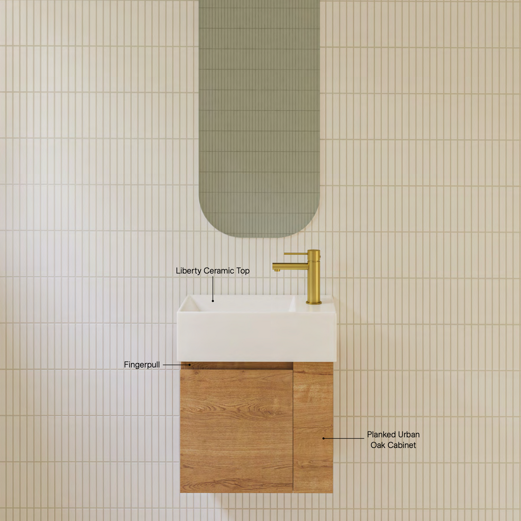 Timberline Frankie Wall Hung Compact Small Vanity with Liberty Ceramic Top