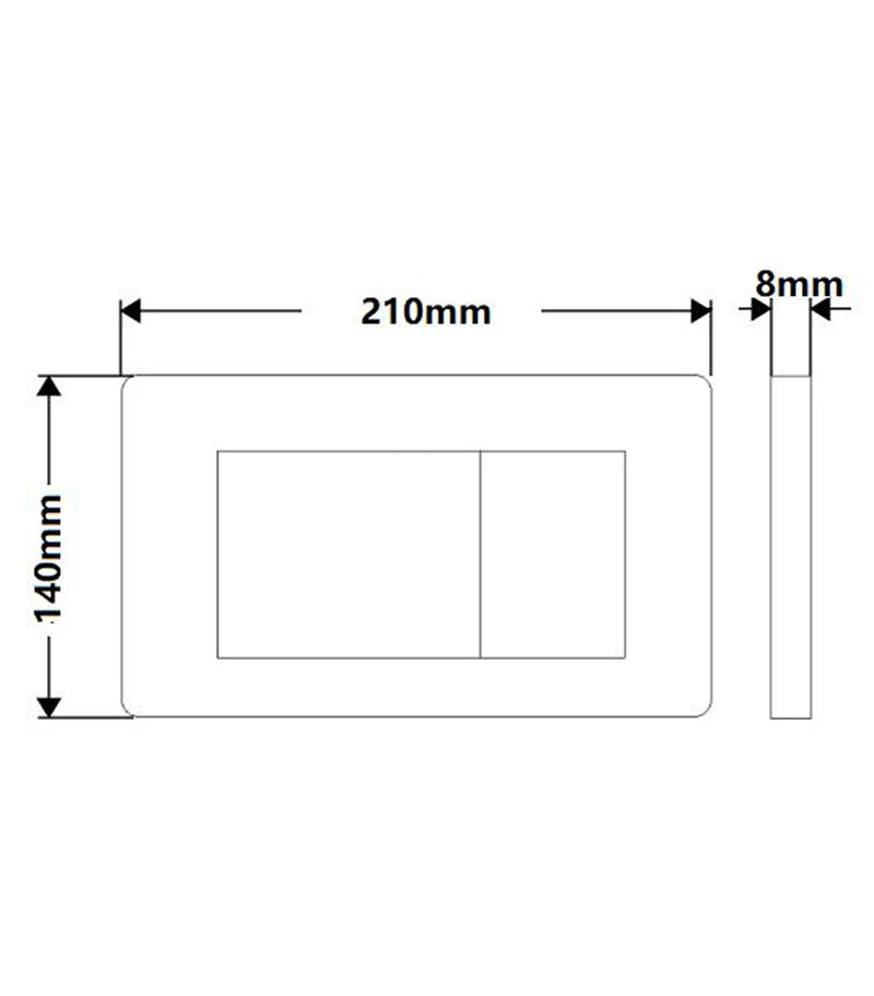 R&T Square Button Flush Plate for In-wall Concealed Cistern - Chrome