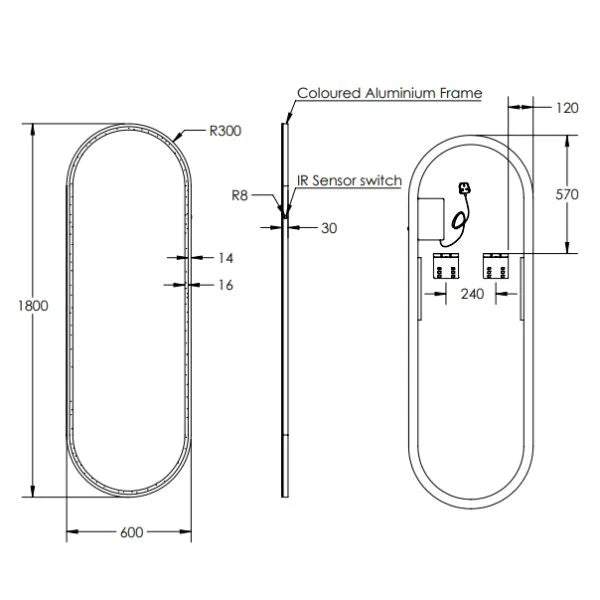 Remer Great Great Gatsby Full-Length LED Mirror 600mm x 1800mm