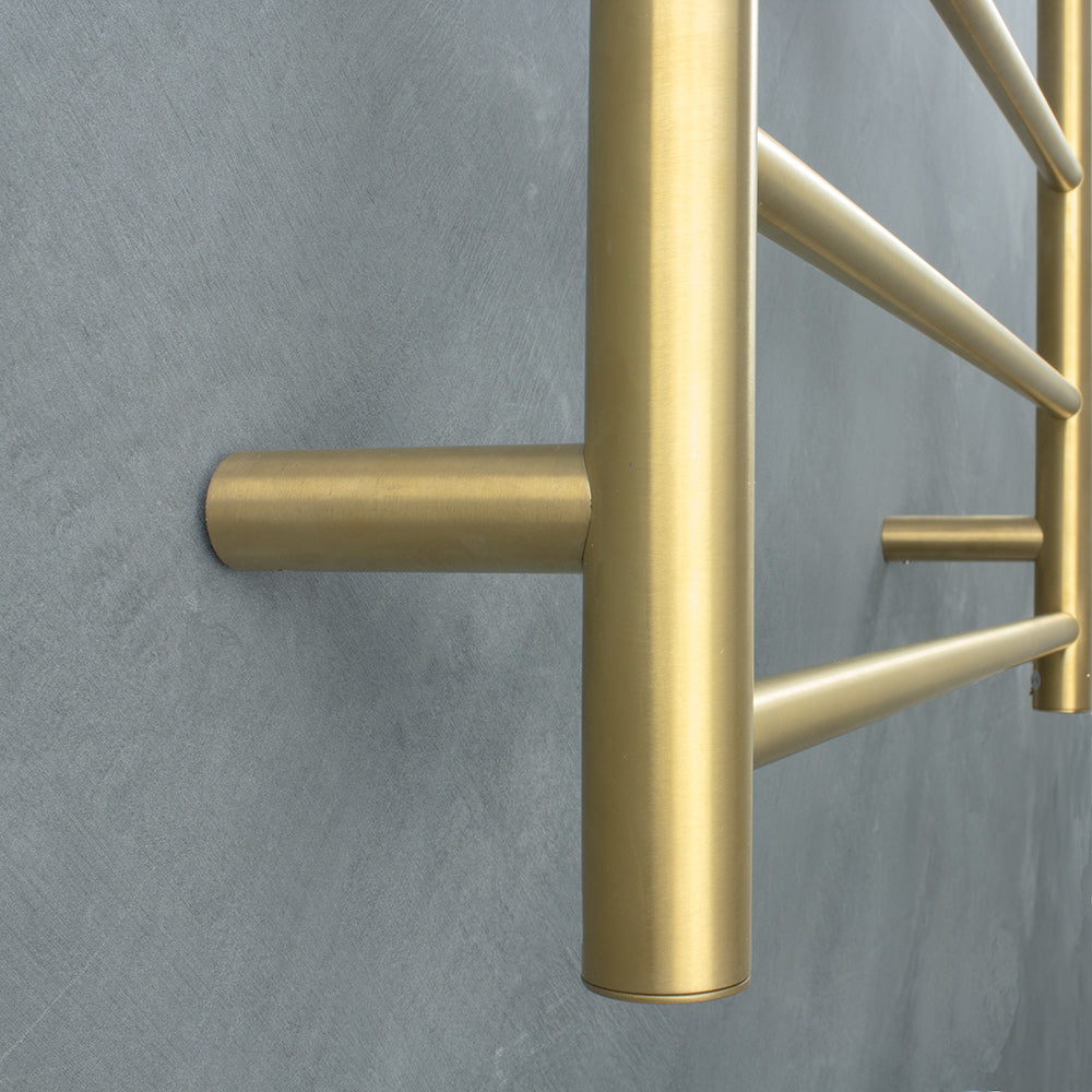 Radiant Heating Round Bars 240V Heated Towel Rails Brushed Gold 430 x 1100