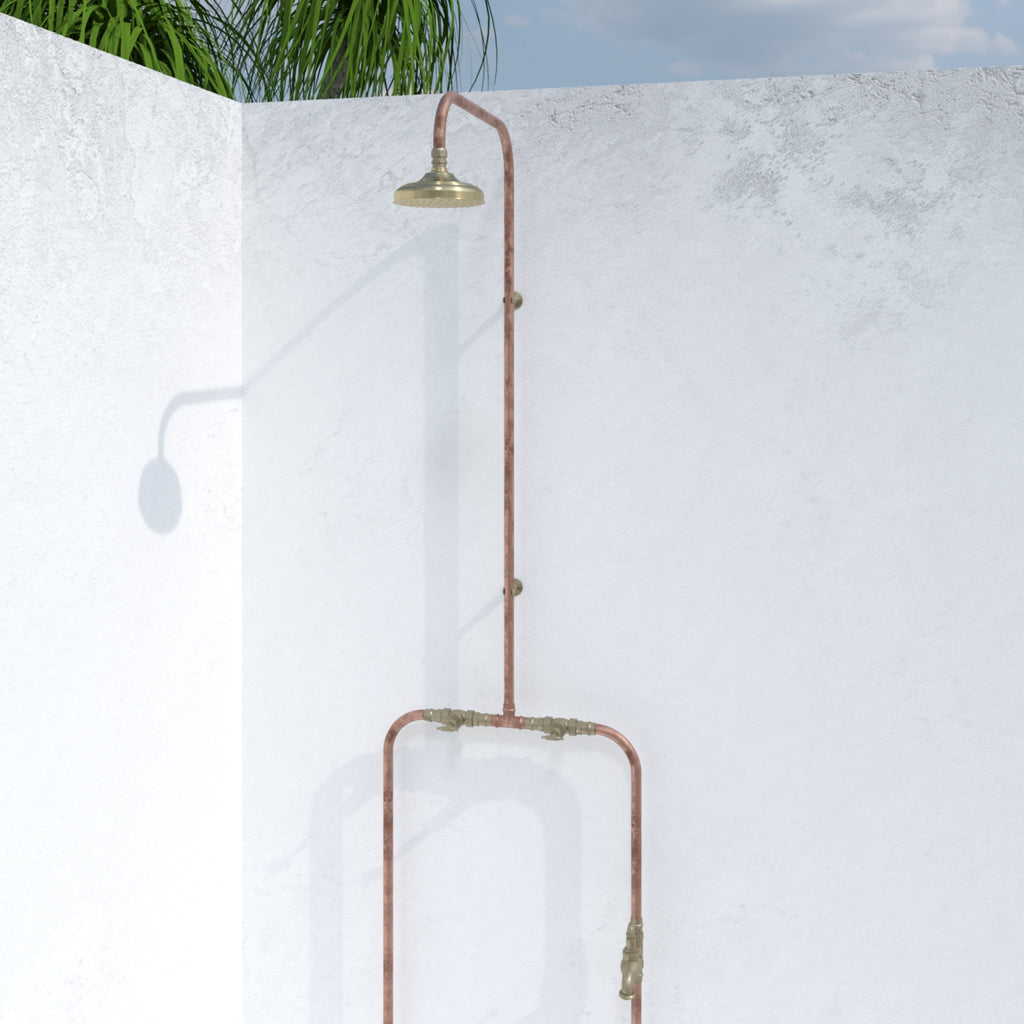 Haven 150mm Brass Copper Outdoor Shower Hot & Cold Water Foot Tap