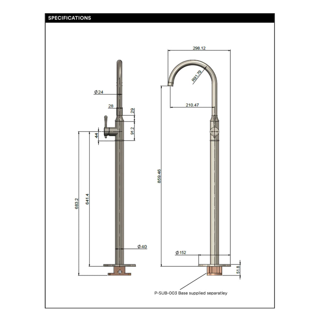 Meir Harrington Freestanding Bath Mixer - Brushed Nickel