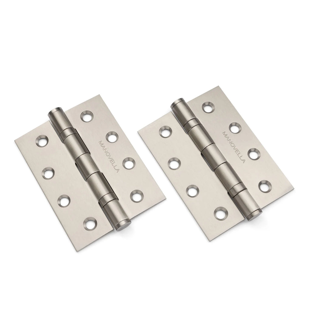 Manovella Ball Bearing Hinge (Pair) 100mm x 75mm - Brushed Nickel