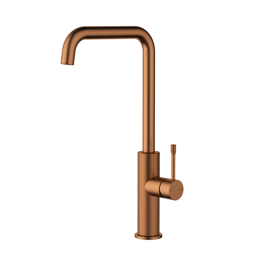 Ikon Linie Squareneck Sink Mixer - Brushed Copper