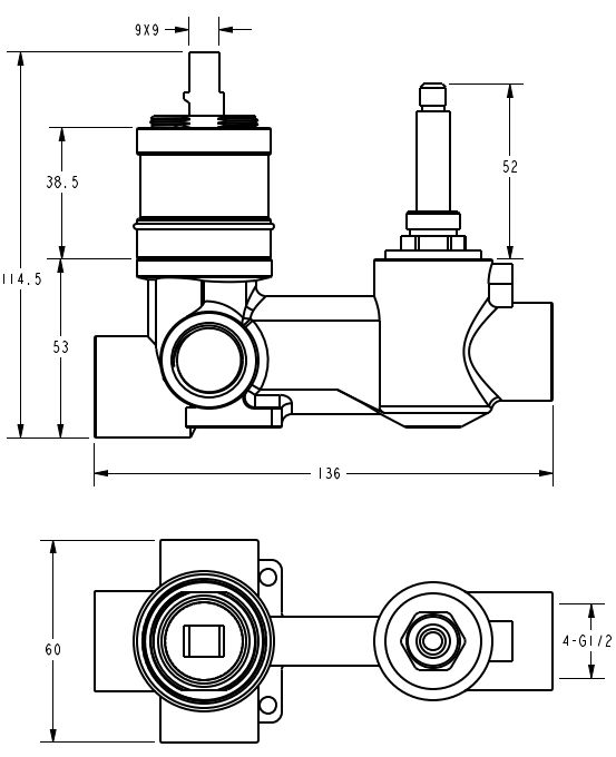 Ikon Linie Wall Diverter Mixer Body