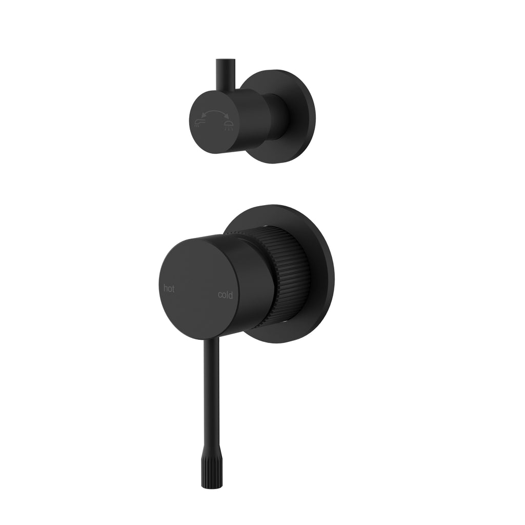 Ikon Linie Wall Diverter Mixer Trim Kit with Separate Cover Plate - Matte Black