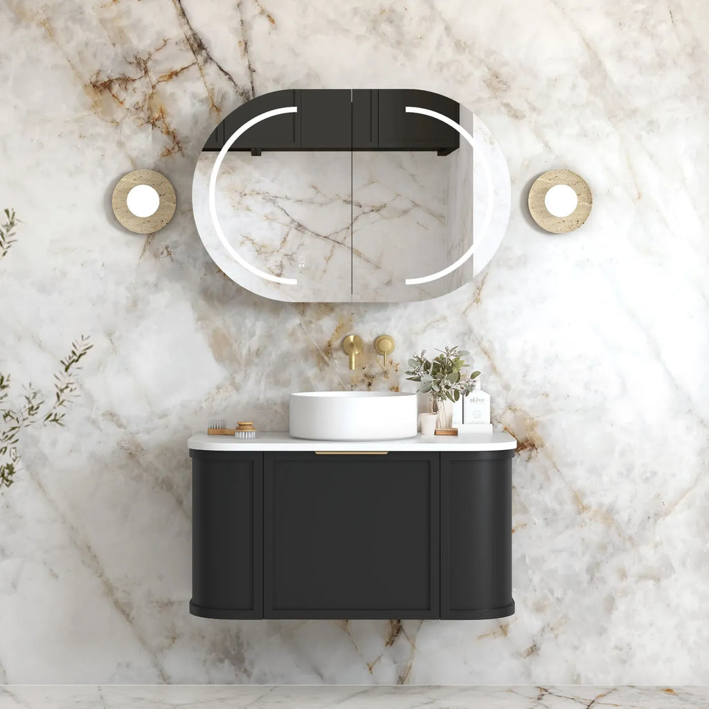 Otti Hampshire Wall Hung Vanity - Satin Black