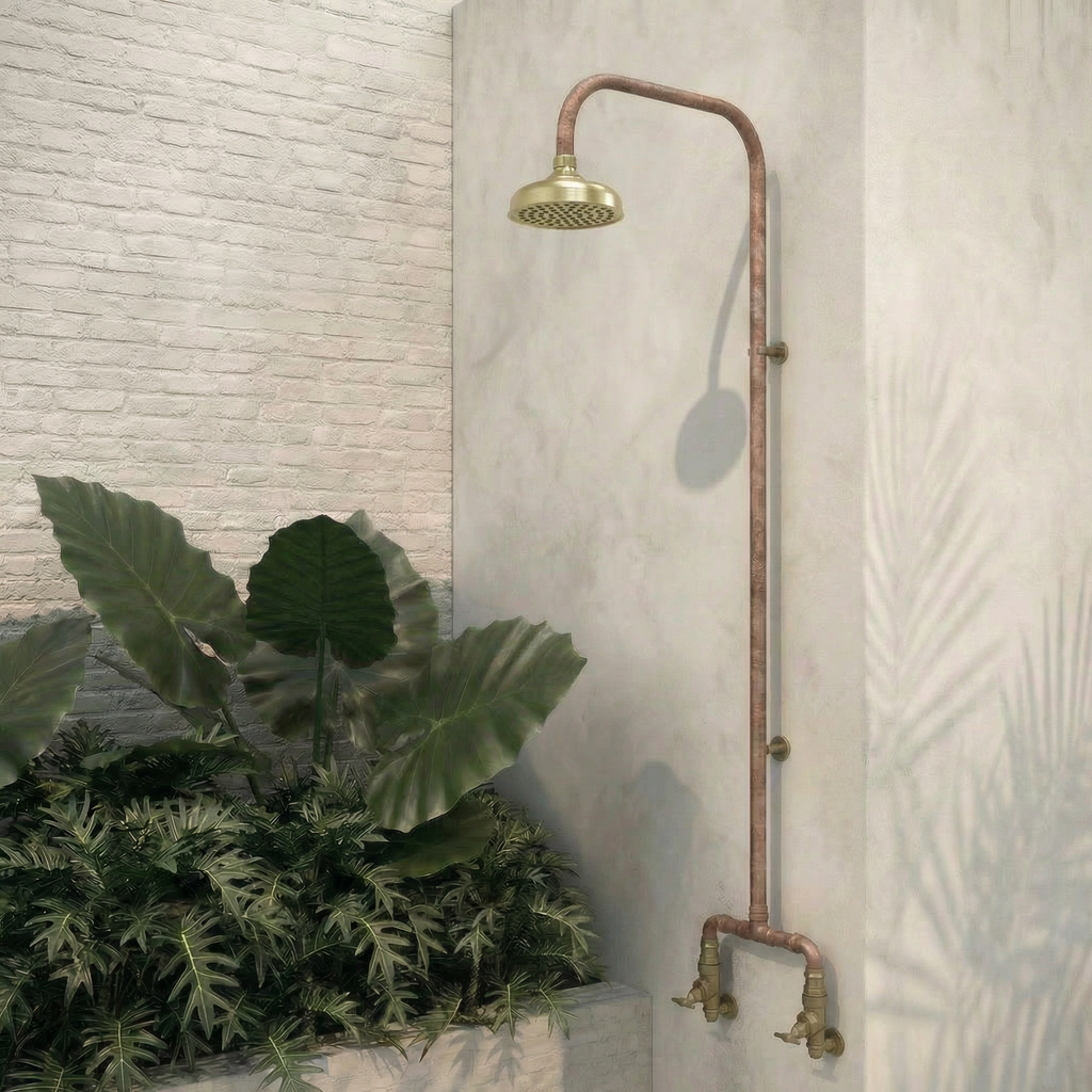 Haven 150mm Brass Copper Outdoor Shower Head Set