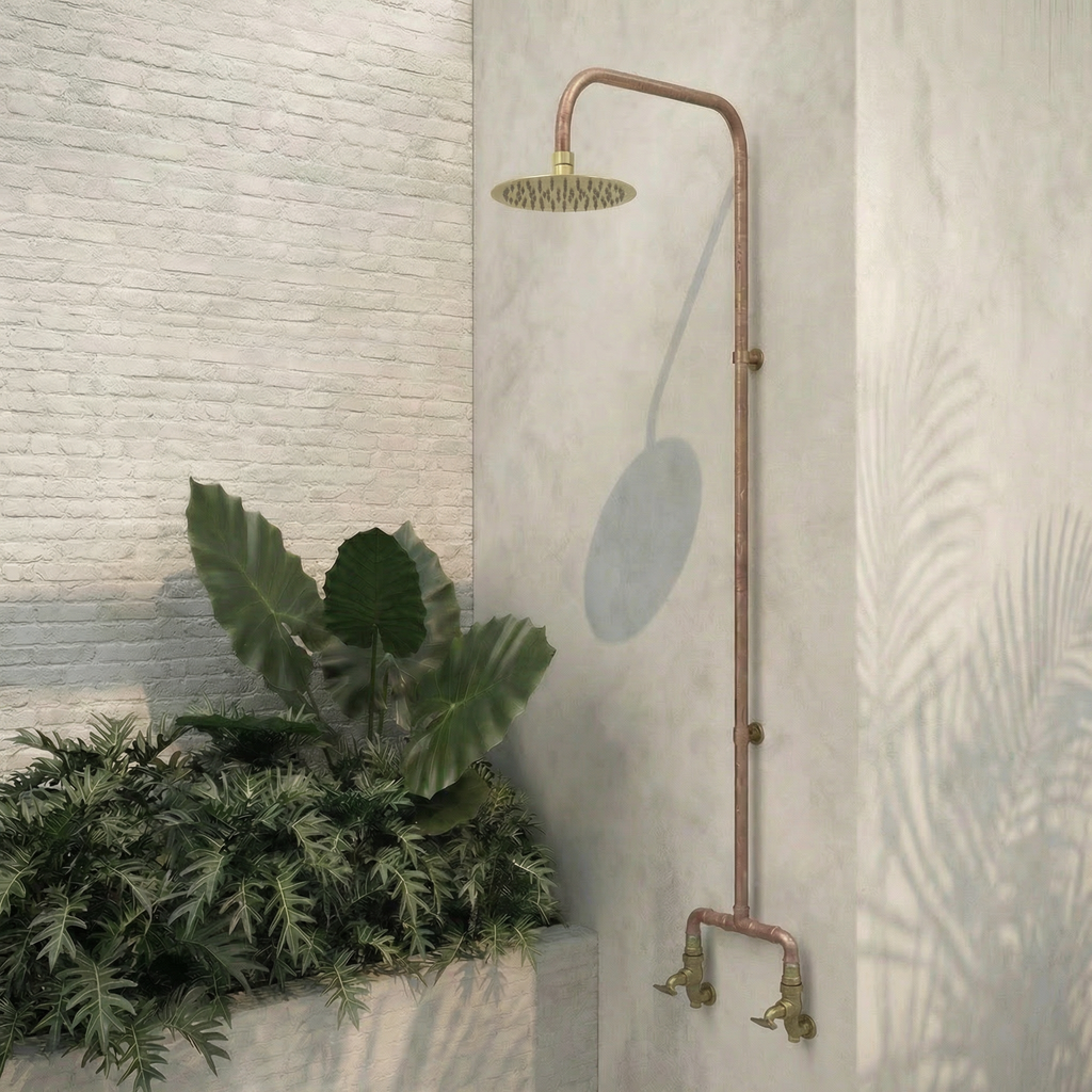 Haven Brass Copper Outdoor Shower Head Set