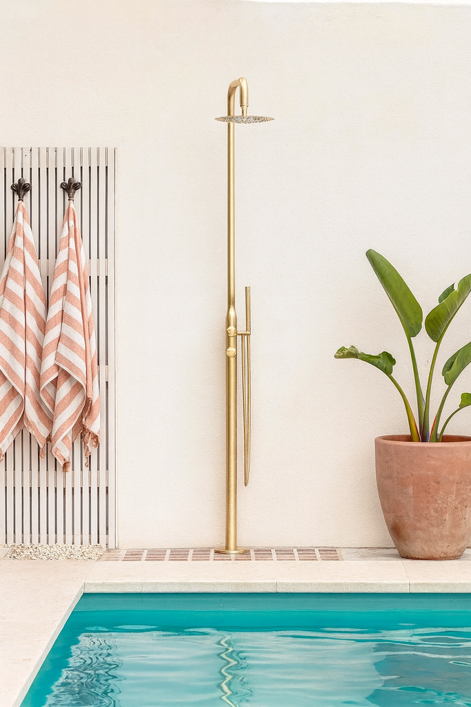 Freestanding Outdoor Shower Kit 316 Stainless Brushed Brass
