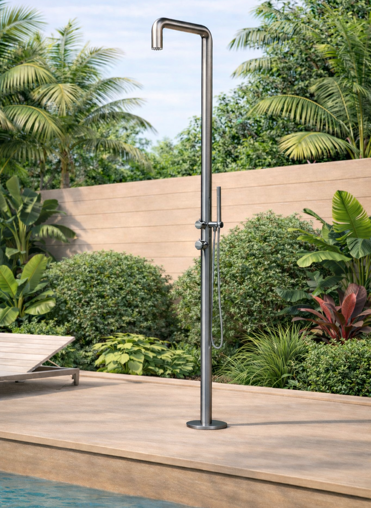 Haven Fitzroy Freestanding Outdoor Shower Kit 316 Hydro Jet Stainless Steel Lead Free