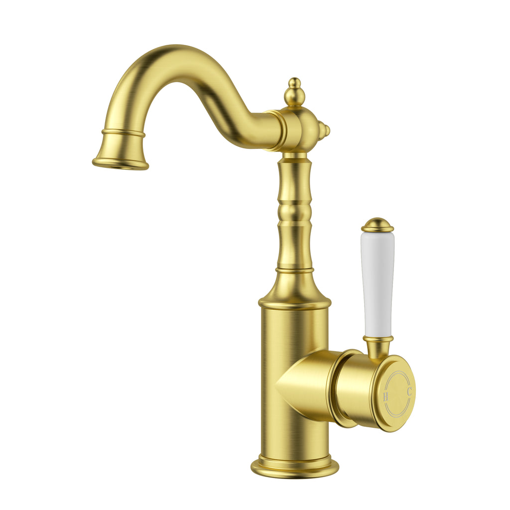 Ikon Clasico Basin Mixer - Brushed Gold