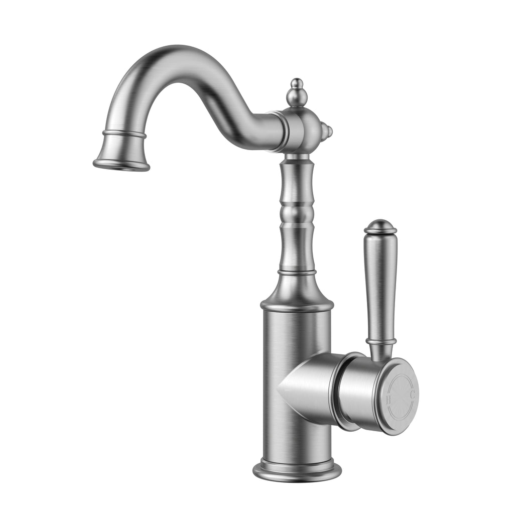 Ikon Clasico Basin Mixer - Brushed Nickel
