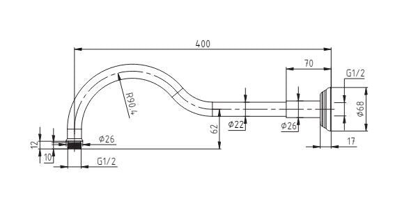 Ikon Clasico Shower Arm - Brushed Nickel