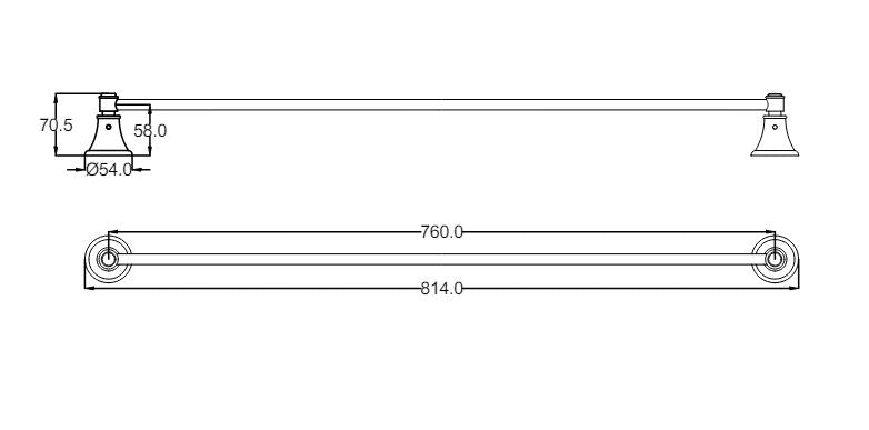 Ikon Clasico Single Towel Rail - Chrome
