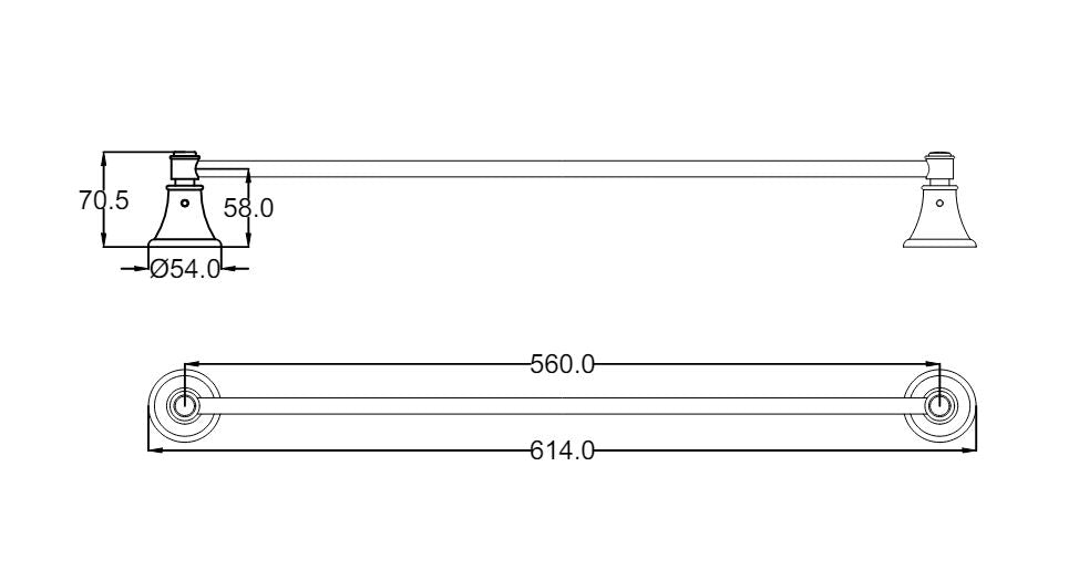 Ikon Clasico Single Towel Rail - Matte Black