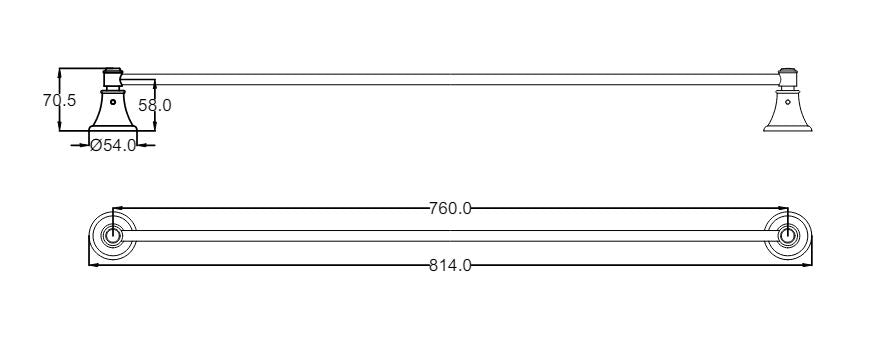 Ikon Clasico Single Towel Rail - Matte Black