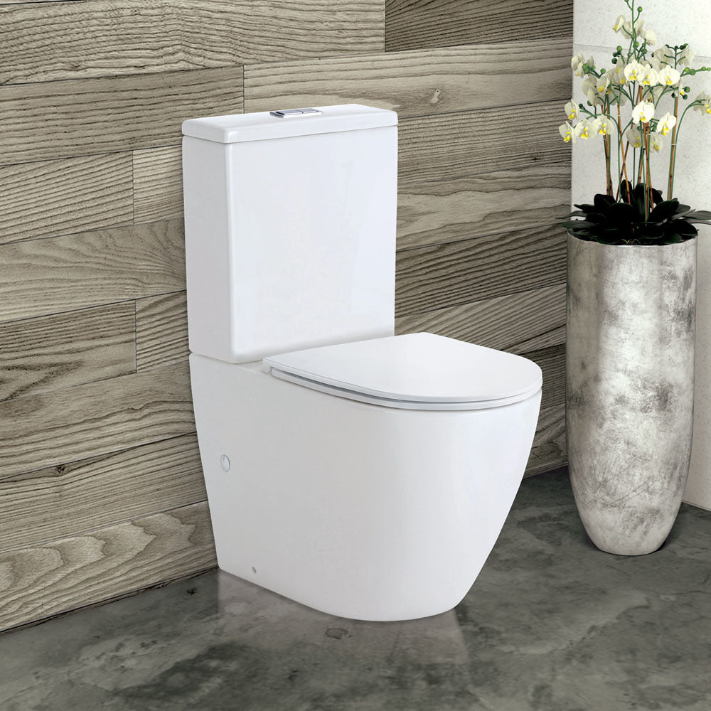 Fienza Koko Tornado Flush Slim Seat Back-to-Wall Suite - Gloss White