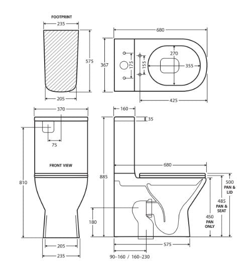 Fienza Delta Back-to-Wall Toilet Suite - Gloss White