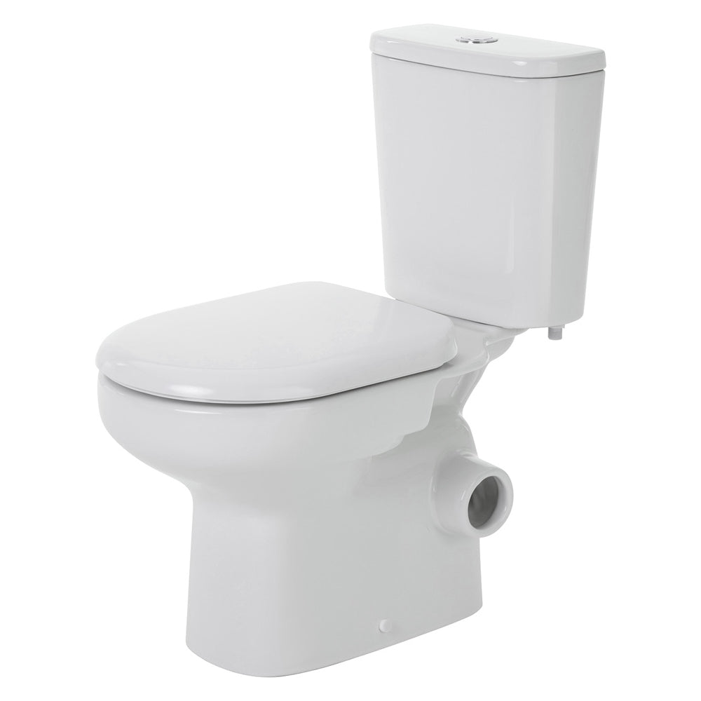 Fienza Petra Close-Coupled Toilet Suite, Right Skew Trap - Gloss White