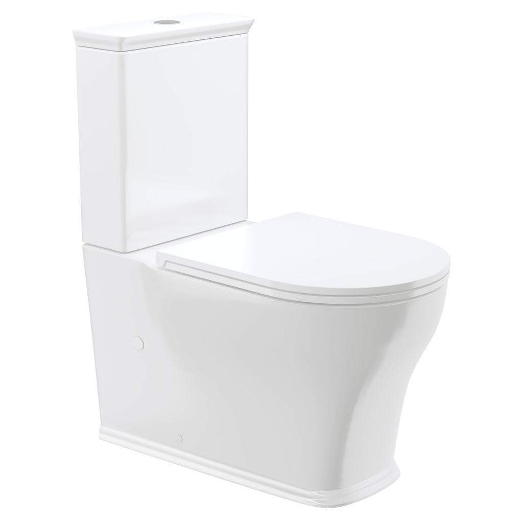 Fienza Lillian Tornado Flush Back-to-Wall Toilet Suite with Slim Seat - Gloss White