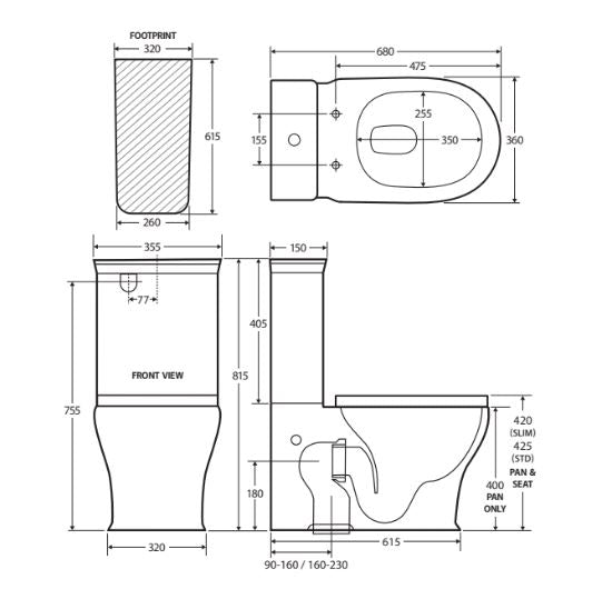 Fienza Lillian Tornado Flush Back-to-Wall Toilet Suite - Gloss White