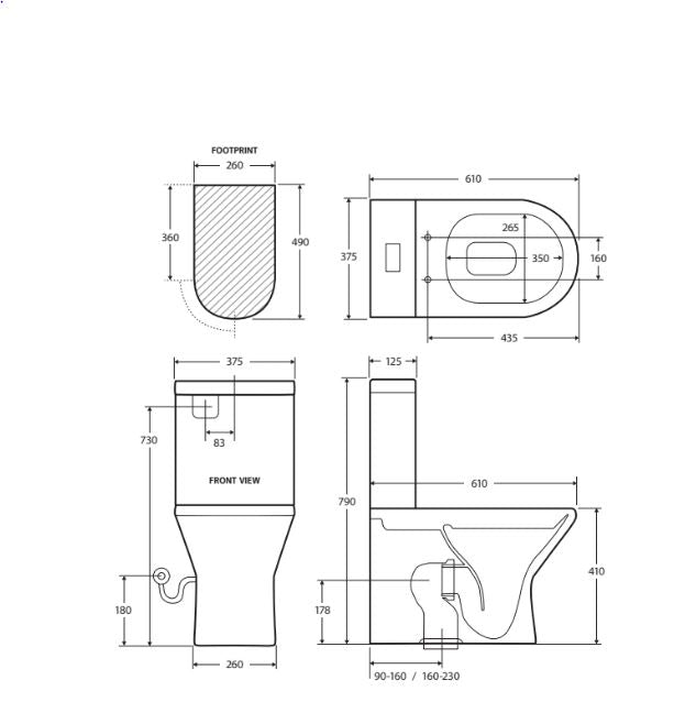 Fienza Escola Back-to-Wall Toilet Suite - Gloss White