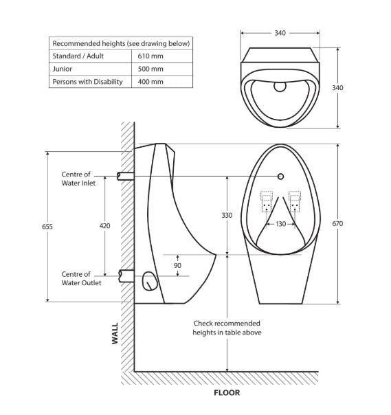 Fienza Isabella Wall-Hung Urinal - Gloss White