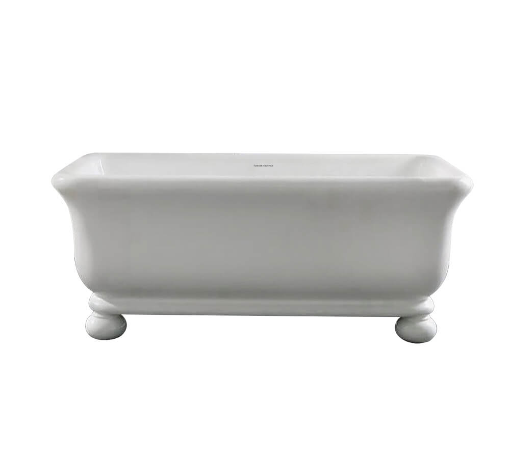 Turner Hastings Kirkham 180 x 84 TitanCast Solid Surface Bath With Ball Feet - Gloss White