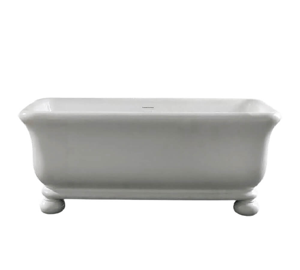 Turner Hastings Kirkham 180 x 84 TitanCast Solid Surface Bath With Ball Feet - Satin Silk White