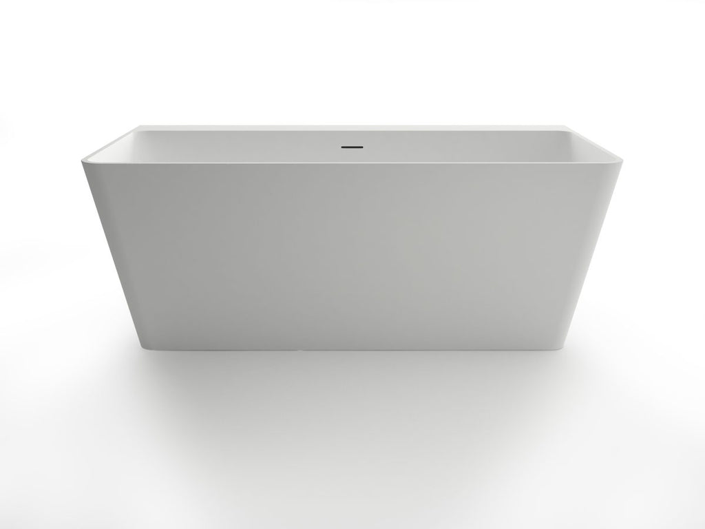 Kaskade KR01-1600 Back To Wall Rectangular Stone Bath with Overflow - Matte White