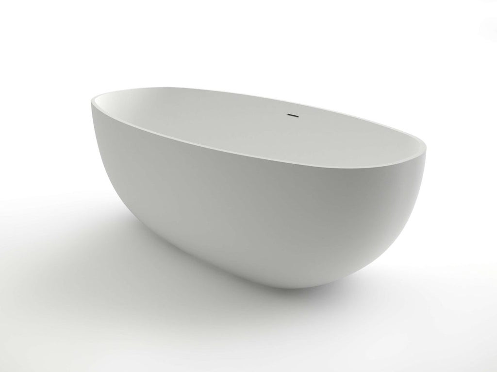 Kaskade KR03-1800 Oval Stone Bath with Overflow - Matte White
