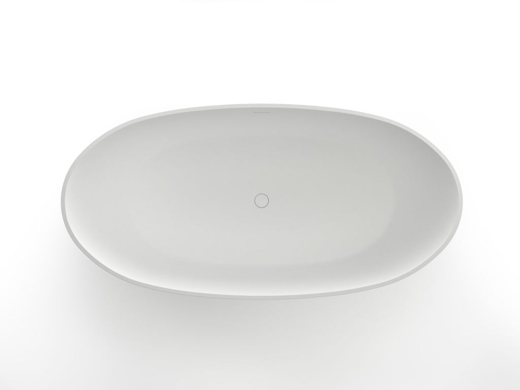 Kaskade KR05-1800 Oval Stone Bath with Overflow - Matte White