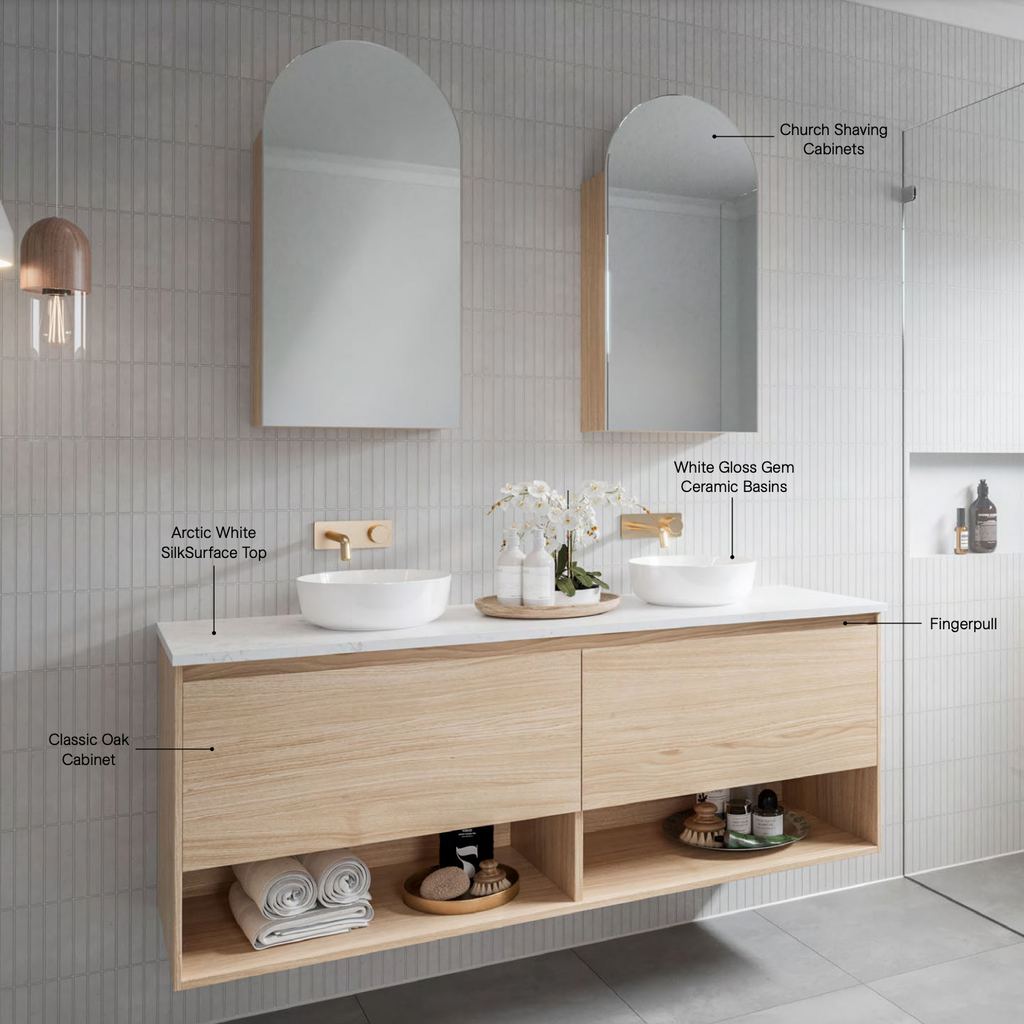 Timberline Karlie Wall Hung Small Vanity with SilkSurface Top & Basin