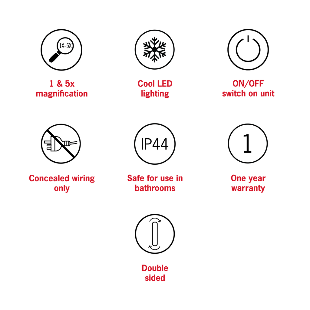 Thermogroup Ablaze 1 &5x Magnification Mirror with Light - Brushed Nickel