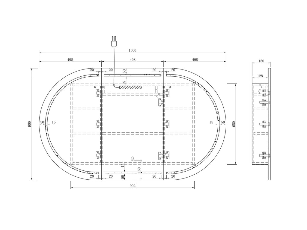 Otti Bondi LED Shaving Cabinet - Black Oak
