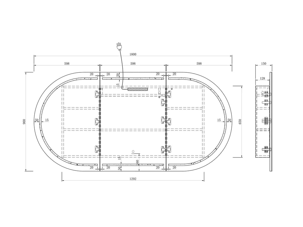 Otti Bondi LED Shaving Cabinet - Black Oak