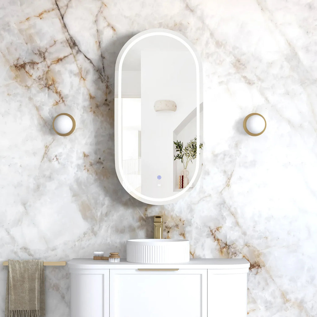 Otti Noosa Oval Shape LED Shaving Cabinet - Matte White
