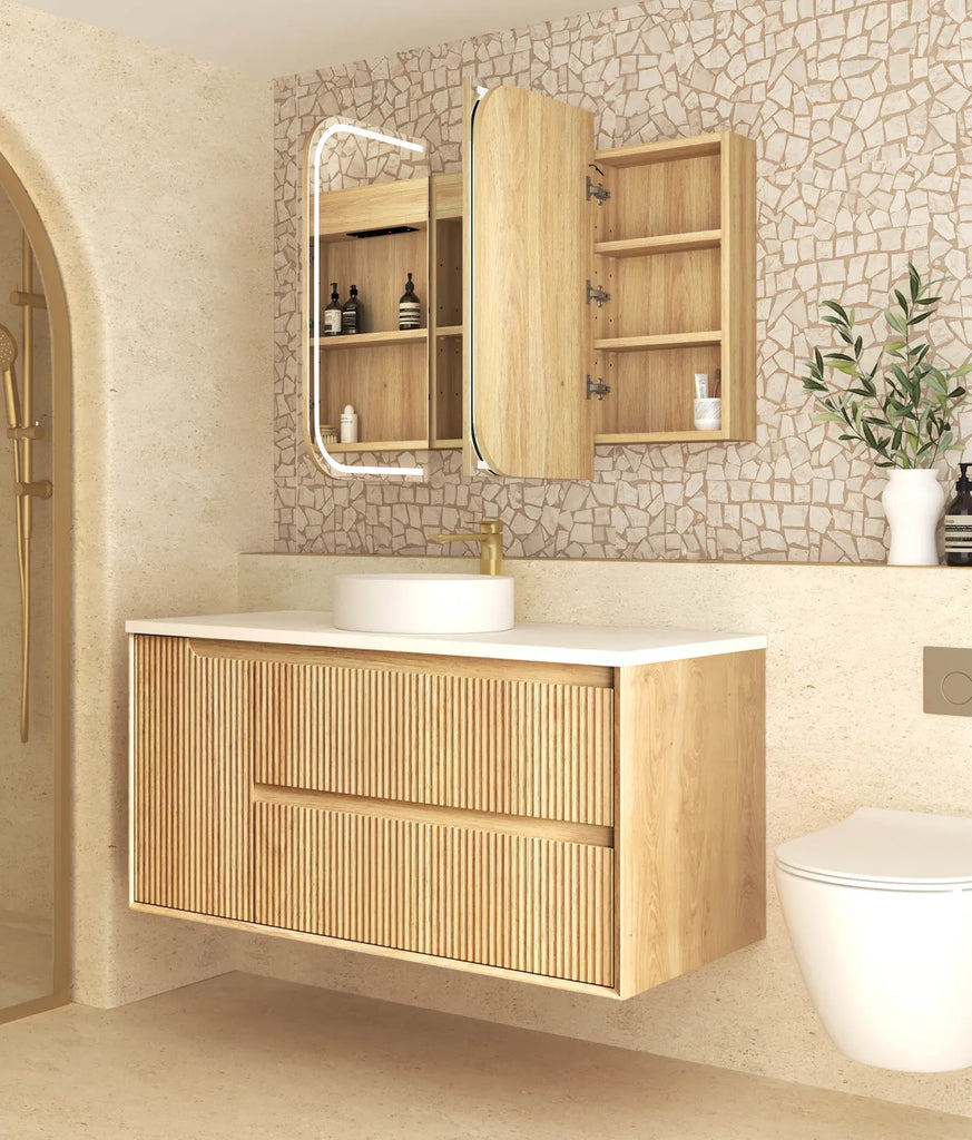 Otti Newport LED Shaving Cabinet - Natural Oak
