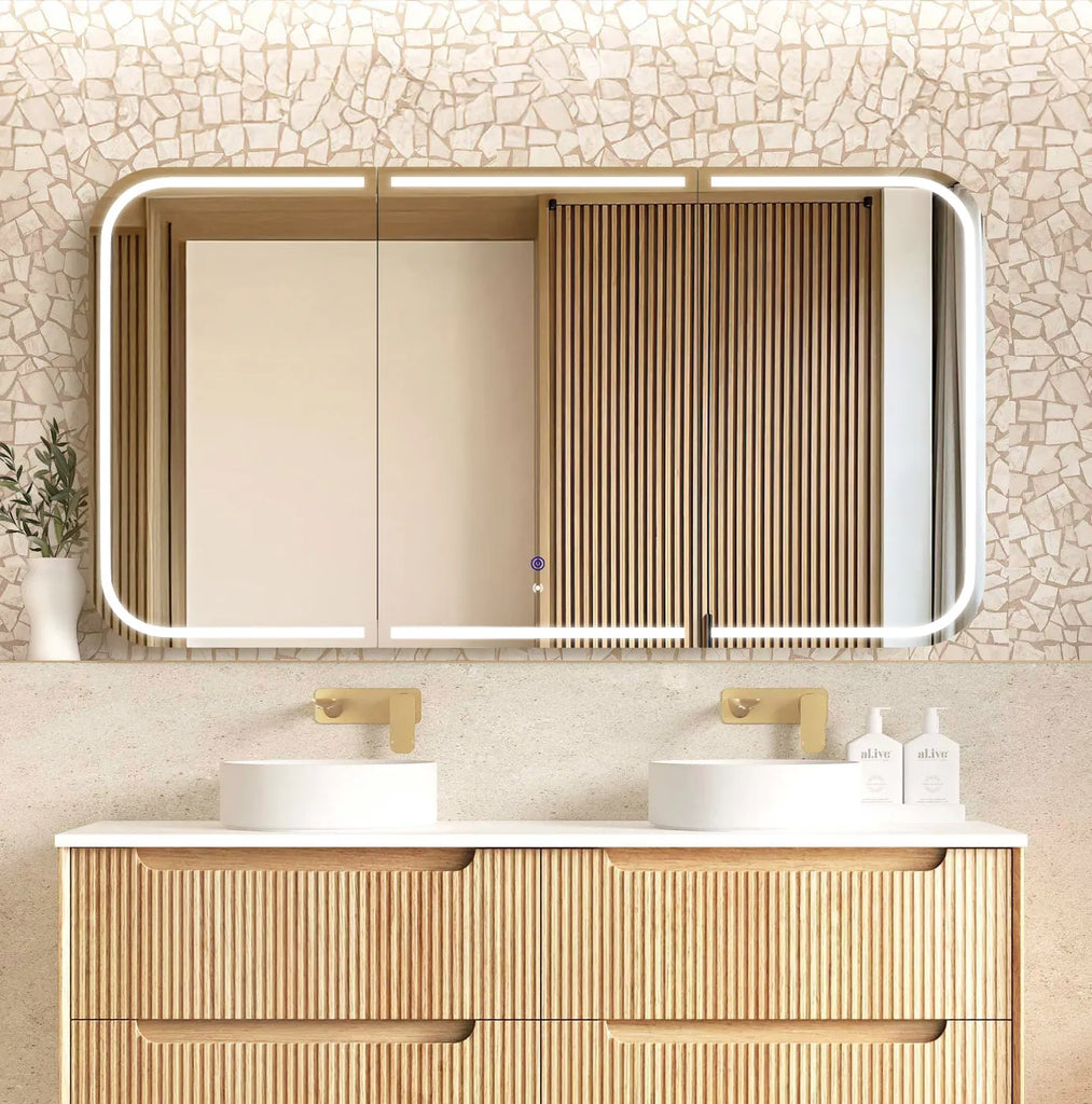 Otti Newport LED Shaving Cabinet - Natural Oak