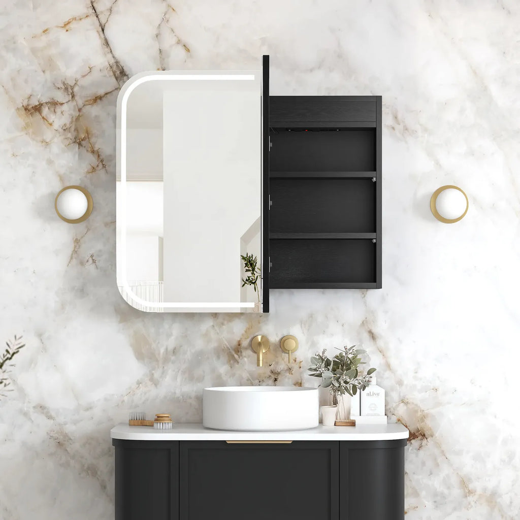 Otti Newport LED Shaving Cabinet - Black Oak