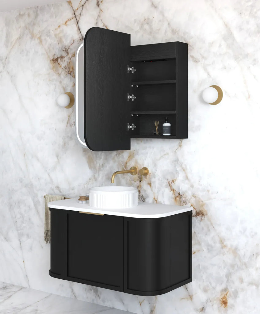 Otti Newport LED Shaving Cabinet - Black Oak