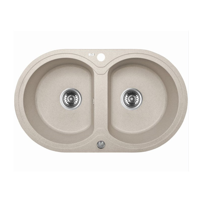 Granite 470x780x204mm Double Bowl Kitchen Sink - Beige