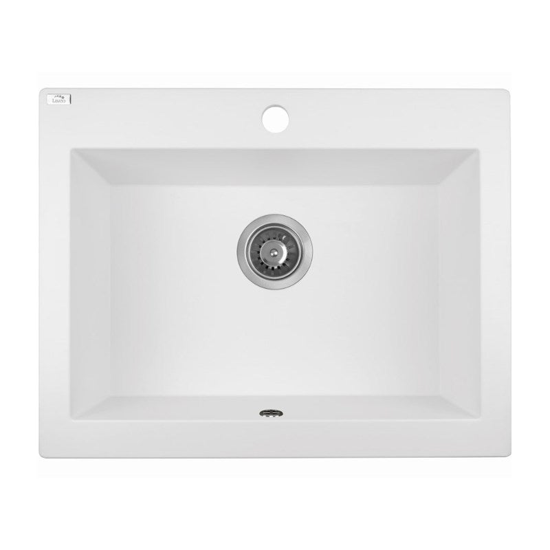 Granite Single Bowl Kitchen Sink 490x580x220mm - White