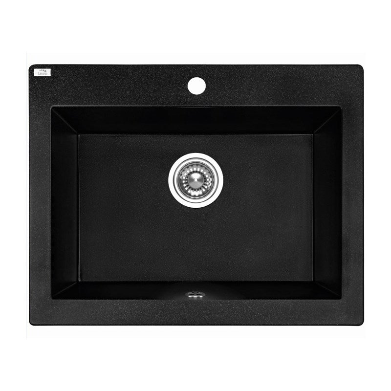 Granite Single Bowl Kitchen Sink 490x580x220mm - Black