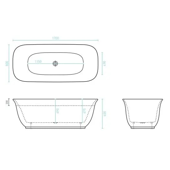 Decina Lola Freestanding Bath 1700mm - Gloss White