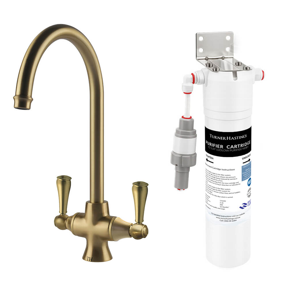 Turner Hastings Ludlow Purifier Mixer with Filter Cartridge - Brushed Brass