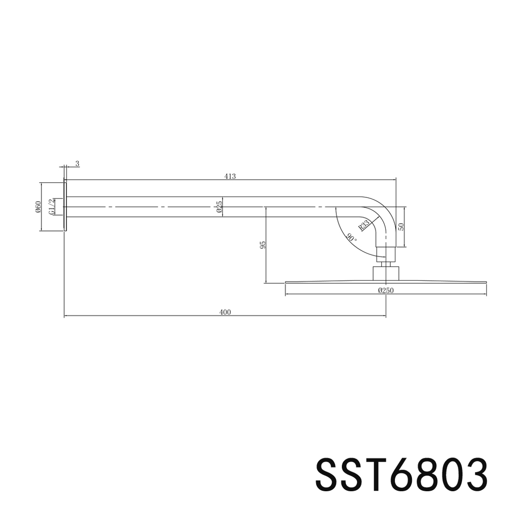 Elle 316 Overhead Shower - Gunmetal