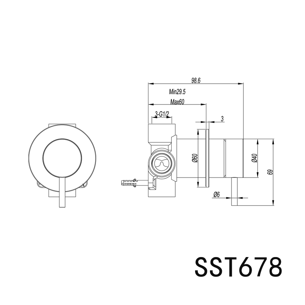 Elle 316 Stainless Steel Wall Mixer - Brushed Stainless