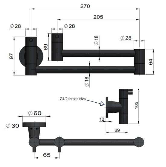 Meir Kitchen Pot Filler - Matte Black